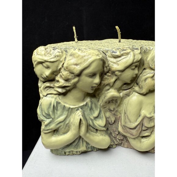 2001 Vintage eDeco Studios Decorative 3-Wick 3D Carved 5 Angels Candle - C103A - Picture 3 of 9